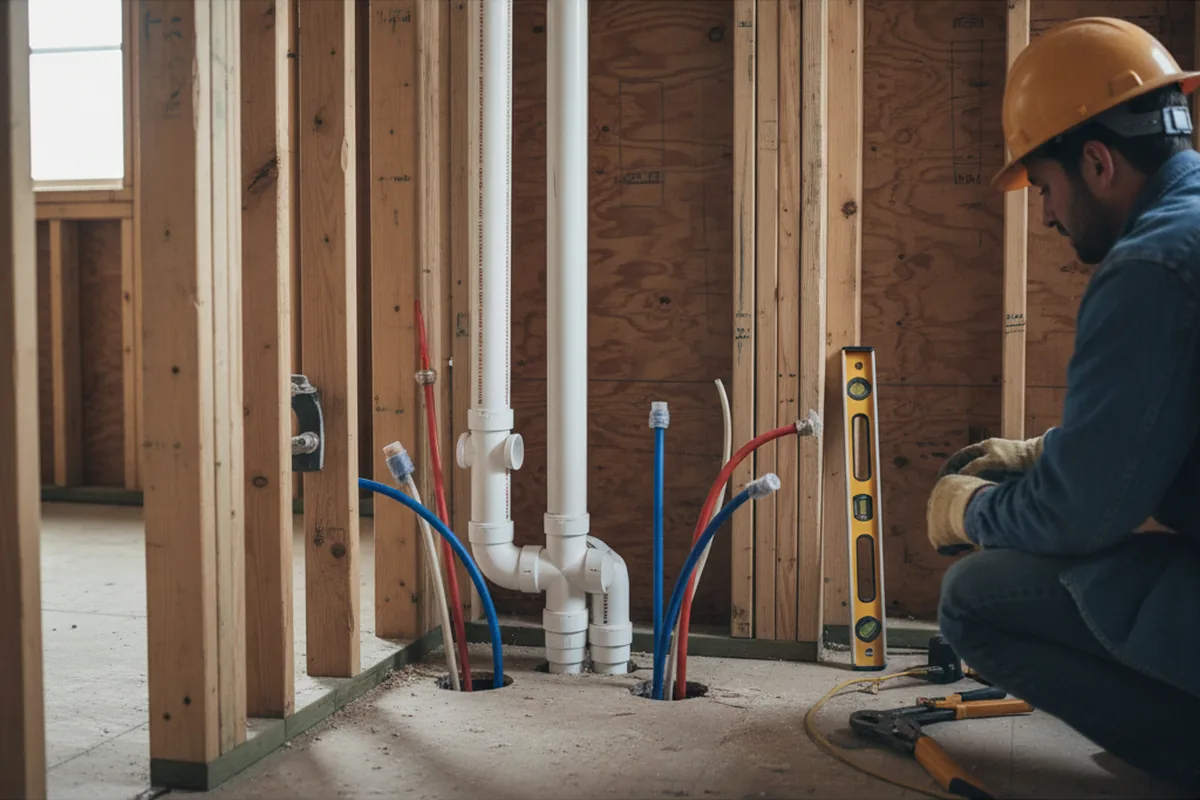 Drain and supply rough-in during Leak Detection in Oakley